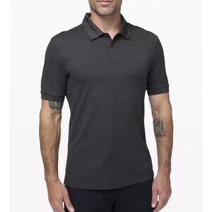 Lululemon Polo Shirt Mens Medium Gray Tech Pique Golf Performance Active Stretch